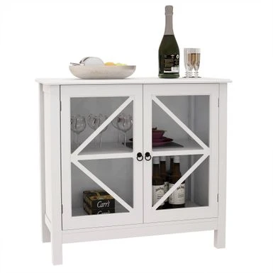 Nestfair Kitchen Cabinet With Double Glass Doors - White 12 Nestfair Kitchen Cabinet With Double Glass Doors - White - Image 10