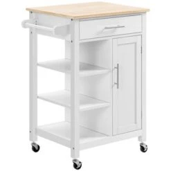 HOMCOM Compact Kitchen Island Cart On Wheels, Rolling Utility Trolley Cart With Storage Shelf & Drawer For Dining Room - Grey -Gourmet Interiors b3c49f6f cdde 4167 805b 9f86c46d1475