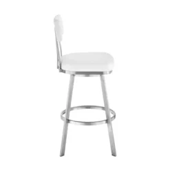 Jinab Swivel Bar Stool In Brushed Stainless Steel With White Faux Leather -Gourmet Interiors b3ea0a83 5732 469b 8756 da677b3c8063
