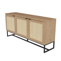 Soderhamn Oak Sideboard Buffet Cabinet With Rattan Doors - Oak