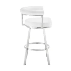 Nolagam Swivel Bar Stool In Brushed Stainless Steel With White Faux Leather -Gourmet Interiors b4a4c594 ff8f 4fd8 a986 45712d493101
