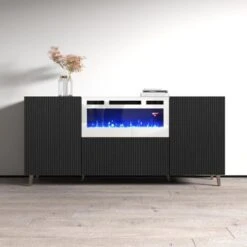 Pafos WH-EF Electric Fireplace 71" Sideboard - White -Gourmet Interiors b4c3bf31 ced8 467e 87e0 d00de6c25a5e