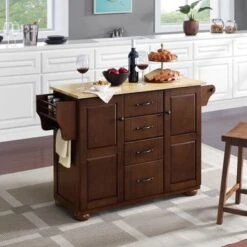 Eleanor Natural Wood Top Kitchen Island - Portable - Wood -Gourmet Interiors b4ef933f 1235 43a2 9f26 35d353a9a344
