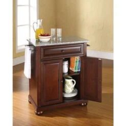 Alexandria Granite Top Portable Kitchen Island/Cart - Portable - Mahogany -Gourmet Interiors b50e7a58 cb74 4c30 a4ef de8eb68fe7cd