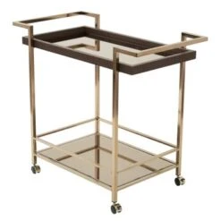 Isabella Champagne Metal Wine Cart With Glass Top - Kitchen Cart - Brown -Gourmet Interiors b50f6a77 edc0 4e0e 8ce7 fb05fca5ca63