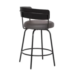 Avalon 26" Gray Faux Leather Swivel Bar Stool In Black Powder Coated Finish -Gourmet Interiors b5d68adb b199 4431 87e4 05871cfcce69