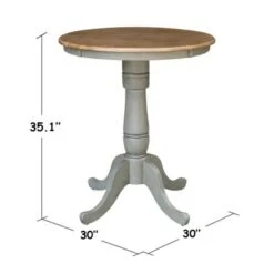 30" Round Top Pedestal Table - Hickory/Stone - Dining Height - Distressed Hickory/Stone -Gourmet Interiors b5d79dff c762 48ed 8051 e647d3267b96
