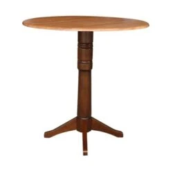 Round Dual Drop Leaf 42" Pedestal Table - Cinnamon/Espresso - 42.3" H -Gourmet Interiors b647ed02 3300 4548 9268 1191ee7c3018