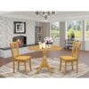 Dining Room Set - Dropleafs Round Dining Table And Wood Dining Chairs With Slatted Chair Back - Oak Finish (Pieces Options) - DMDL3-OAK-W -Gourmet Interiors b698ea52 b845 4fcd bc8a 0209badb3bbb