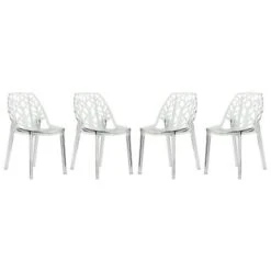 LeisureMod Cornelia Modern Plastic Dining Side Chair (Set Of 4) - Transparent Blue -Gourmet Interiors b6bbb710 59a7 4b1c b33f 072967f59c63