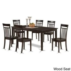 7 Pc Formal Dining Room Set - Dinette Table Featuring Leaf And 6 Dining Chairs - Cappuccino Finish (Seat Type Option) - HECA7-CAP-C -Gourmet Interiors b6bbc554 ae31 42c7 ae10 10780dcab7b2
