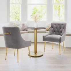 Clihome Tufted Velvet Upholstered Side Chair (Set Of 2) - Grey -Gourmet Interiors b6c4a57f 6b5f 4687 84a0 1d45babc5511