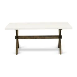 Dining Table Set Include A Dining Table And Parson Chairs With Dark Khaki Fabric Seat - Linen White Finish (Pieces Option) - X727MZ716-7 -Gourmet Interiors b6d3e672 be0d 4ba5 90a1 bdeb58abd891