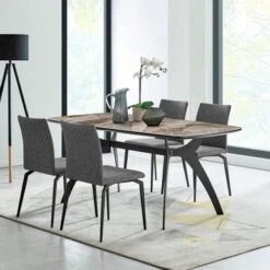Andes Ceramic And Metal Rectangular Dining Room Table - Grey -Gourmet Interiors b700e2b5 59f3 4269 8909 ef955b635325