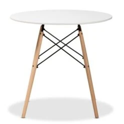 Baxton Studio Varen Modern And Contemporary White Plastic And Wood Dining Table - White -Gourmet Interiors b70961bf 7c13 4126 bbf0 5b9ad87f2f6c