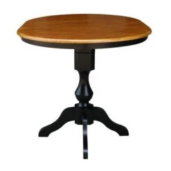 36" Round Top Pedestal Table With 12" Leaf - Black/Cherry - Counter Height -Gourmet Interiors b7685477 bdb9 4ec8 9670 732838870ee5