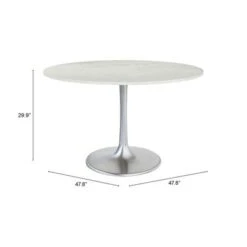 Declaration Dining Table 48" White & Silver - 59.1 -Gourmet Interiors b7bb7604 e569 4147 8bdb 89c303e2522b