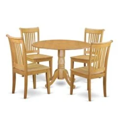 Dublin Kitchen Table Set - Dining Table And Kitchen Chairs - Oak Finish (Pieces & Seat Type Options) - DLPO5-OAK-W -Gourmet Interiors b8282584 eeb5 425c bd41 ab0af4939d72