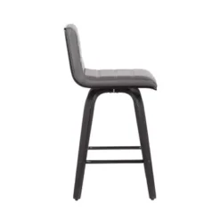 Vienna 26" Counter Height Swivel Grey Faux Leather And Black Wood Bar Stool -Gourmet Interiors b83ca3b2 1d74 481b 896c 2b1ca86d226f
