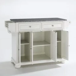 Alexandria Solid Granite Top Kitchen Island In White Finish - Stationary - White - Granite -Gourmet Interiors b85212c2 e398 4d85 9267 5a8dadab4370