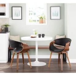 Carson Carrington Kanteborg Faux Leather/Wood Dining Chair - Cream/Walnut Wood -Gourmet Interiors b862b175 5b13 4258 8a20 55eef06494b1