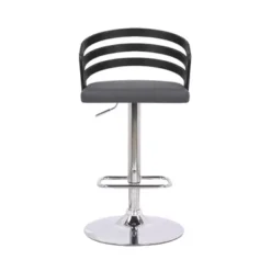 Adele Adjustable Height Swivel Grey Faux Leather And Black Wood Bar Stool With Chrome Base -Gourmet Interiors b8869720 1093 43ae a30e 5d21c816a6ec