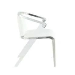 Somette Modern Arm Chair With Steel & Solid Acrylic Frame, Set Of 2 - Set Of 2 - White - Dining Height -Gourmet Interiors b8ca4bad f7e3 4b46 b01c 164636a98bf6