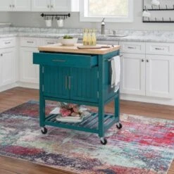 The Curated Nomad Coyote Teal Kitchen Cart - Teal -Gourmet Interiors b8ea23bc 8f14 4f68 ac4b e82073065ed6
