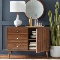 Carson Carrington Horsens 3-Drawer Mid-Century Modern Buffet/Sideboard - Walnut -Gourmet Interiors b8f60ed6 8df1 44a9 9e6f 6a2591250f64