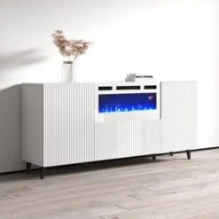 Pafos WH-EF Electric Fireplace 71" Sideboard - Black -Gourmet Interiors b9359318 9146 4de0 928a 4473e15c8325