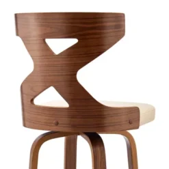Gayle 30" Swivel Cross Back Cream Faux Leather And Walnut Wood Bar Stool -Gourmet Interiors b9b70c0f 335f 40bb a70e ecff615c5c69