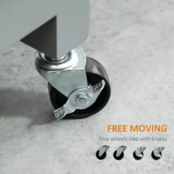 HOMCOM Compact Kitchen Island Cart On Wheels, Rolling Utility Trolley Cart With Storage Shelf & Drawer For Dining Room - Grey -Gourmet Interiors b9c14e33 cb0c 4f54 9c5d f82a245ddc2c