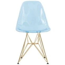 LeisureMod Cresco Plastic Dining Chair With Eiffel Gold Legs Set Of 2 - Clear -Gourmet Interiors b9d0fe65 7d1f 4881 ba11 98081bd508ed