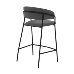 Nara 26" Gray Faux Leather And Metal Counter Height Bar Stool With Black Frame -Gourmet Interiors ba21e14a 09ef 4356 9dc4 41ef86c377f6