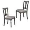 Wooden Side Chairs With Linen Padded Seat And Splat Back Design, Gray And Beige, Set Of Two - Grey - Set Of 2 -Gourmet Interiors ba9bba2c 1a6b 4f67 aa57 07569bd977f8