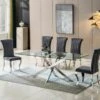 Clihome Modern Tempered Glass Top Dining Table - Silver -Gourmet Interiors bb237aae b66e 4009 984c b1df9bcb1eda