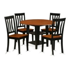 Sudbury Dining Set - A Round Kitchen Table And Dinette Chairs - Black And Cherry Finish (Pieces & Seat Type Options) - SUAN5-BCH-W -Gourmet Interiors bb51e1c6 2f67 42af a989 eb41a973cb4f