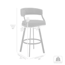 Saturn 30" Bar Height Swivel Black Faux Leather And Metal Bar Stool