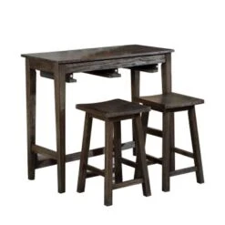 3 Piece Bar Table Set With Two Stools - Antique Teal, Gray -Gourmet Interiors bb98bef0 0c14 4574 af56 4201a8bd64f9
