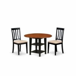 Sudbury Dining Set - A Round Kitchen Table And Dinette Chairs - Black And Cherry Finish (Pieces & Seat Type Options) - SUAN5-BCH-LC -Gourmet Interiors bbb69c6c 83f5 4e9e b5de f83adf4ea53f