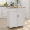 Nestfair White Kitchen Cart With Towel Rack And Shelves - White -Gourmet Interiors bbe75084 7e9d 4937 99df e07d9692faef