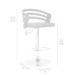 Adele Adjustable Height Swivel Grey Faux Leather And Black Wood Bar Stool With Chrome Base -Gourmet Interiors bc4157e4 2027 4077 80de 5a71f66db2bc