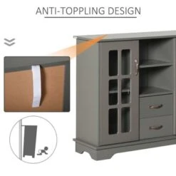 HOMCOM Modern Sideboard Storage Console Cabinet With Glass Door And Drawer For Kitchen, Living & Dining Room - White -Gourmet Interiors bc532b92 d894 4aa9 aabe d74499eb2834