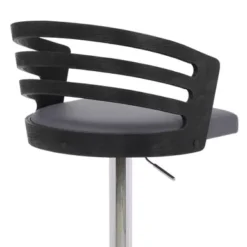 Adele Adjustable Height Swivel Grey Faux Leather And Black Wood Bar Stool With Chrome Base -Gourmet Interiors bca032c0 4082 4bdb bd1e b8ab688aed74