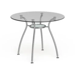 Porch & Den St. Paul Tempered Glass Chrome Round Dining Table - Chome