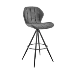 Catalina 30" Bar Height Bar Stool In Charcoal Fabric And Black Finish