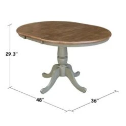 36" Round Top Pedestal Table With 12" Leaf - Distressed Hickory/Stone - Dining Height -Gourmet Interiors bdbee6ad fbe4 425f 81de cd72cb8a154f