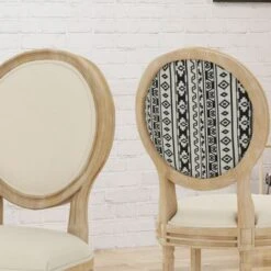 Phinnaeus Upholstered Farmhouse Dining Chairs (Set Of 2) By Christopher Knight Home - Natural + Black Checkerboard And Dark Gray Cushion -Gourmet Interiors be3ba4ff 57d7 4a82 9126 bec4475973a1