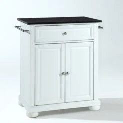 Alexandria Solid Black Granite Top Portable Kitchen Island In White Finish - Portable - White 14 Alexandria Solid Black Granite Top Portable Kitchen Island In White Finish - Portable - White -Gourmet Interiors be751f71 e025 42b8 929e 1d27d00f226d