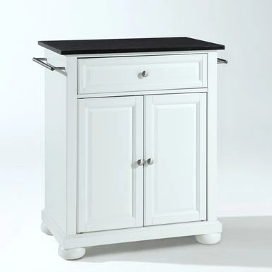 Alexandria Solid Black Granite Top Portable Kitchen Island In White Finish - Portable - White 8 Alexandria Solid Black Granite Top Portable Kitchen Island In White Finish - Portable - White - Image 6